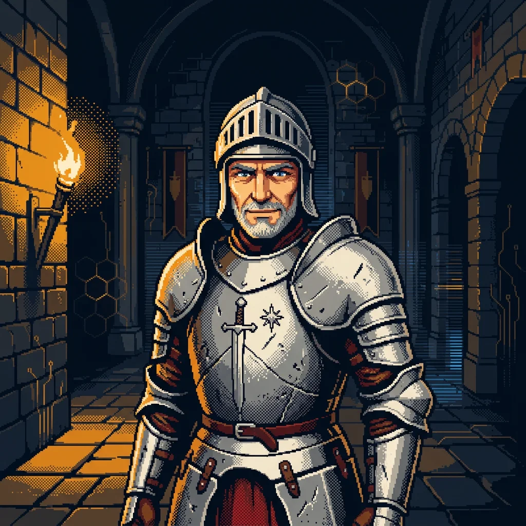 Sir Alaric, pixel-art portrait